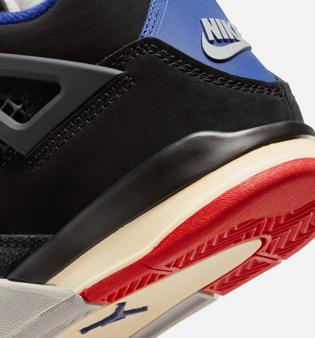 Air Jordan 4 Retro 稀有空气学前款休闲鞋 - 黑/火红/深皇家蓝