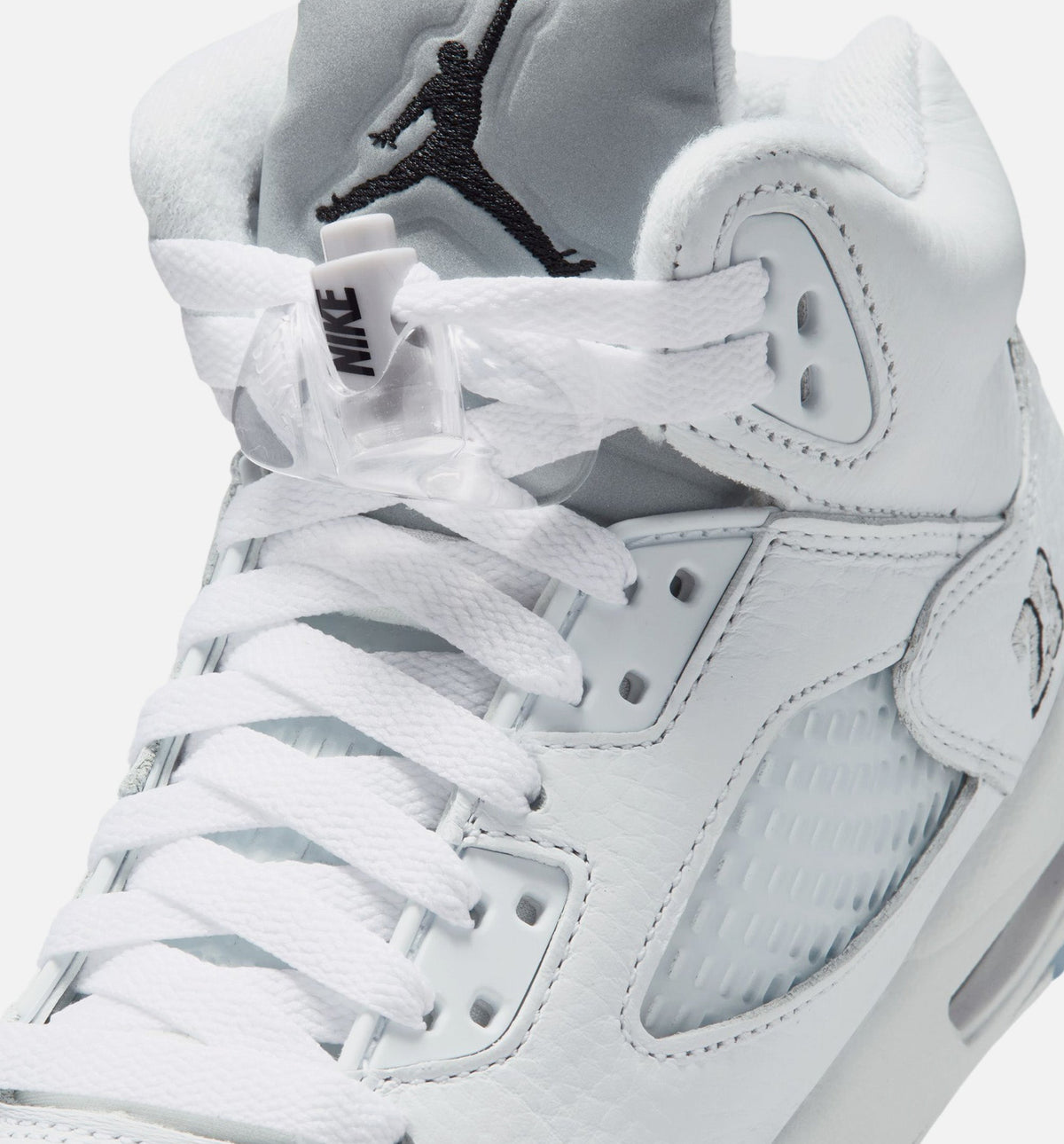 Air Jordan 5 Retro OG 白色金属大童款休闲鞋 - 白/黑/金属银