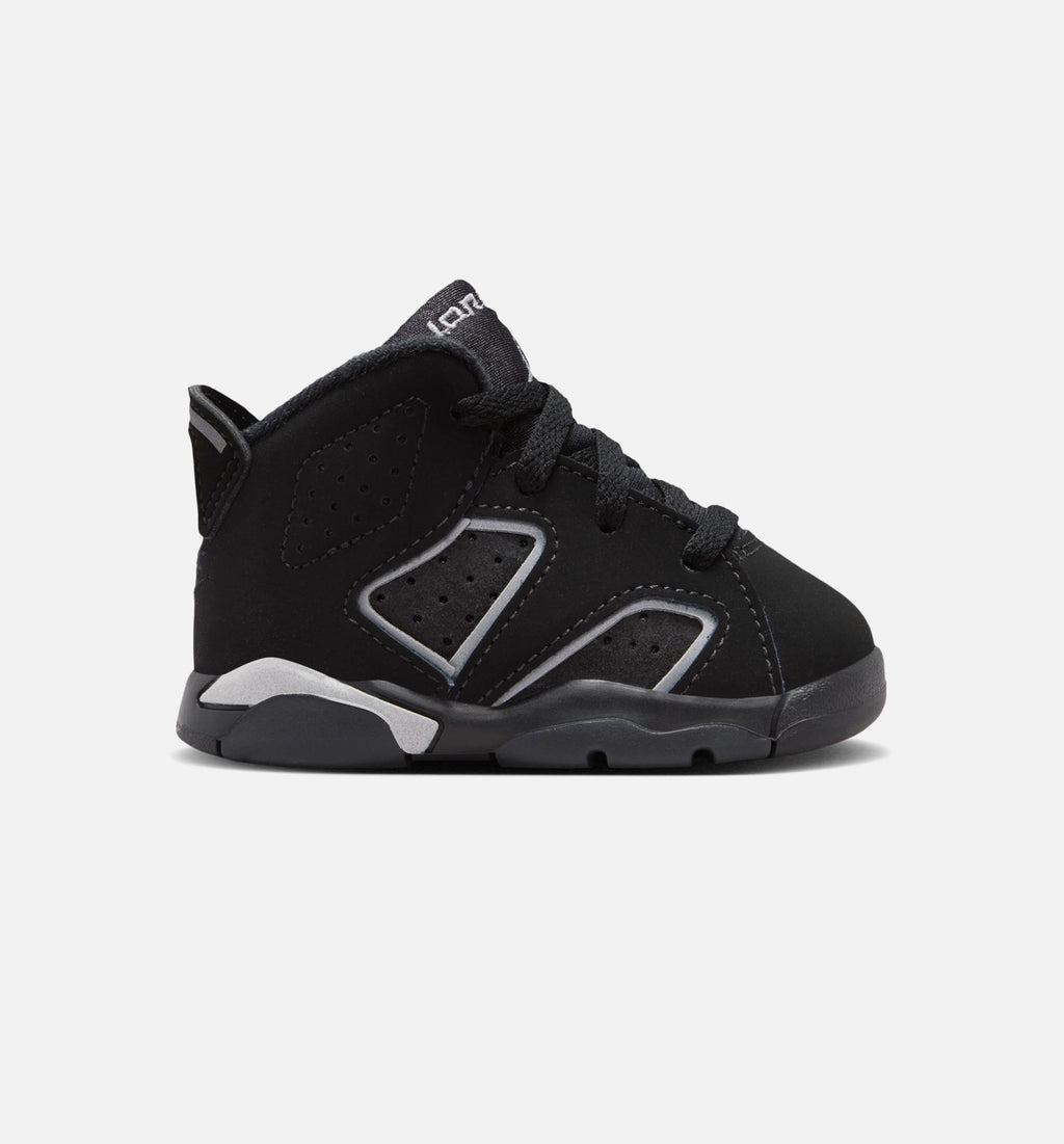 Air Jordan 6 毕业礼服婴幼儿款休闲鞋 - 黑/反光银/黑
