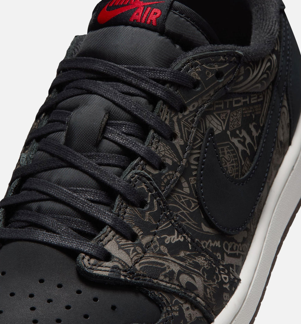 Air Jordan 1 Retro Low OG 激光黑红男款休闲鞋 - 黑/大学红/峰白