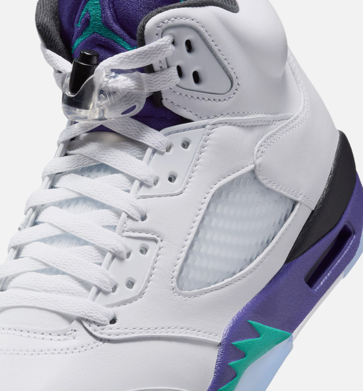 Air Jordan 5 Retro 葡萄男款休闲鞋 - 白/新翳翠/葡萄冰/黑