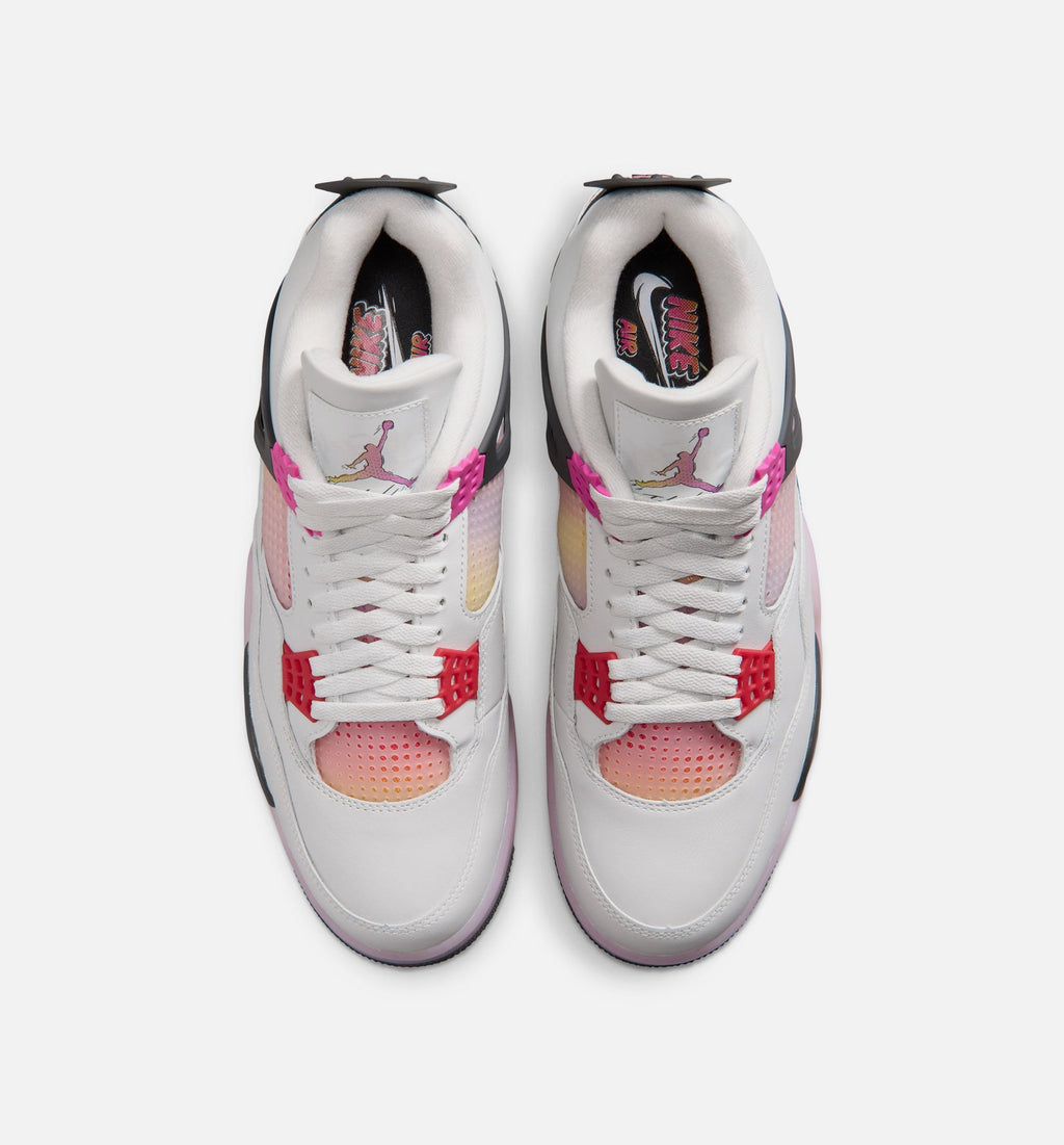 Air Jordan 4 Retro 漫画男款休闲鞋 - 迎面白/火焦粉/炙烂灰
