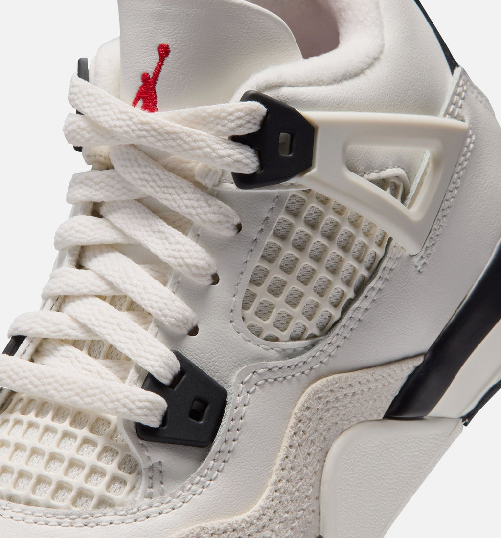 Air Jordan 4 Retro 飞行信件学前款休闲鞋 - 帆白/黑/大学红