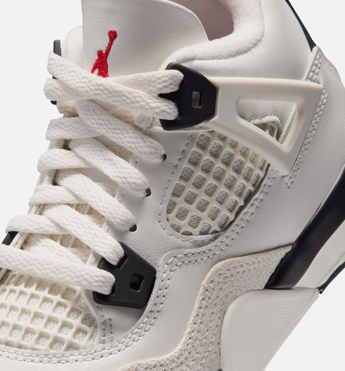 Air Jordan 4 Retro 飞行信件学前款休闲鞋 - 帆白/黑/大学红