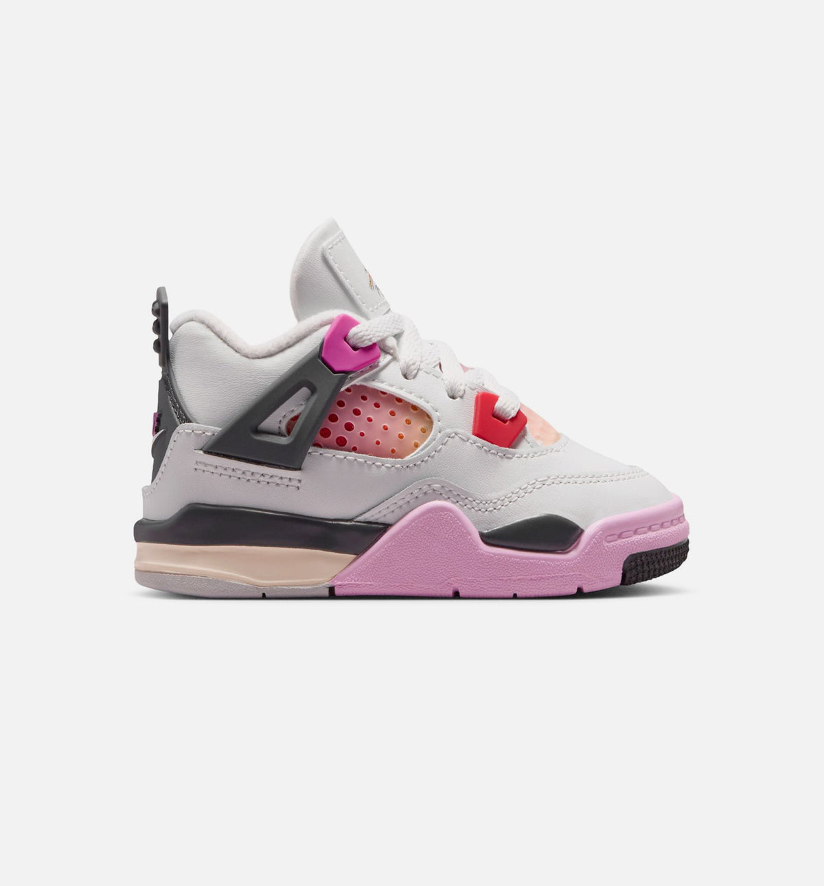 Air Jordan 4 Retro 漫画婴幼儿款休闲鞋 - 迎面白/火焦粉/炙烂灰