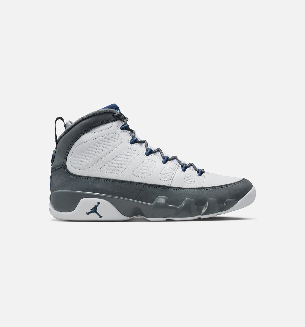 Air Jordan 9 Retro 燧石灰与法国蓝男款休闲鞋 - 白/法国蓝/燧石灰