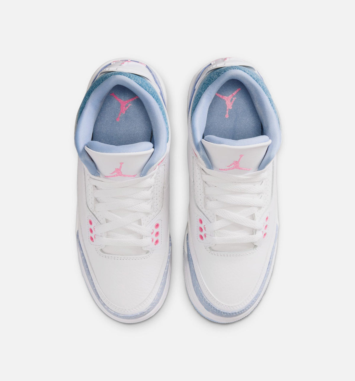 Air Jordan 3 Retro 钓蓝幻味大童款休闲鞋 - 白/钓蓝/足球灰/粉色发光