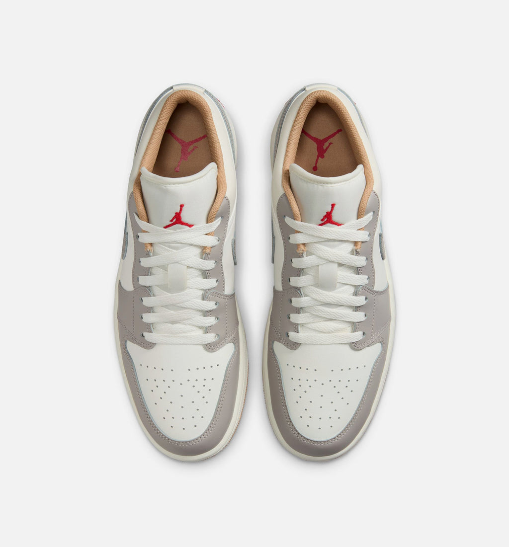 Air Jordan 1 Low 男款休闲鞋 - 帆白/火焰红/学院灰/居加布