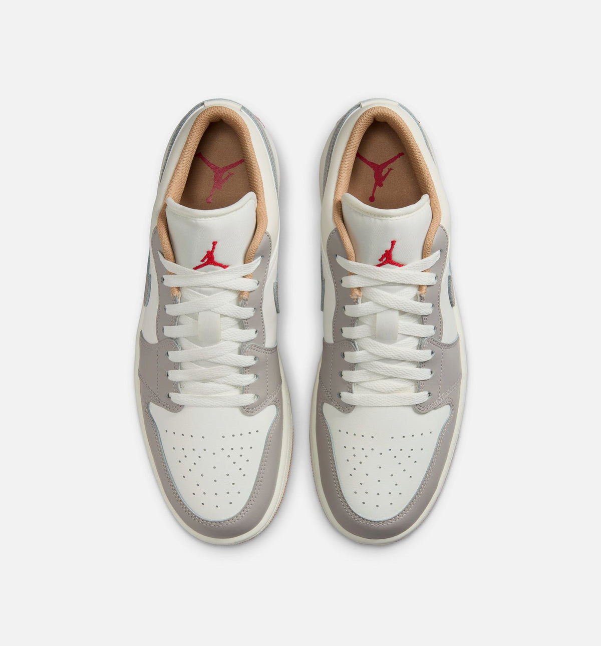 Air Jordan 1 Low 男款休闲鞋 - 帆白/火焰红/学院灰/居加布