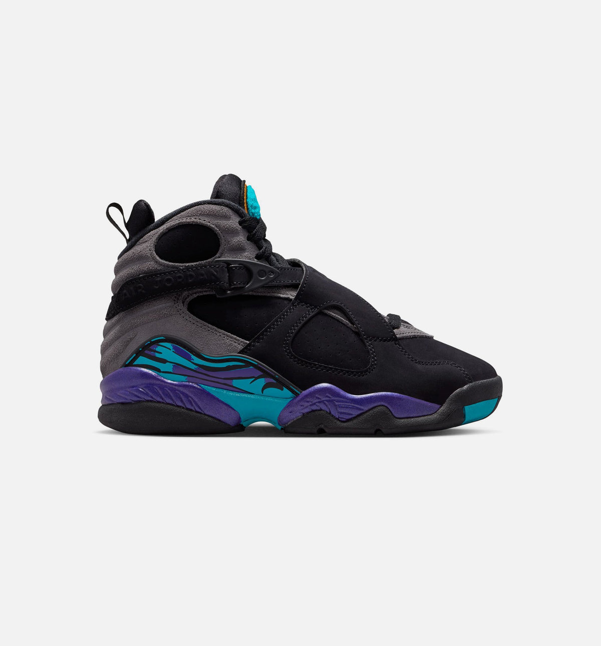 Air Jordan 8 Retro 水蓝大童款休闲鞋 - 黑/多彩/亮紫/多彩