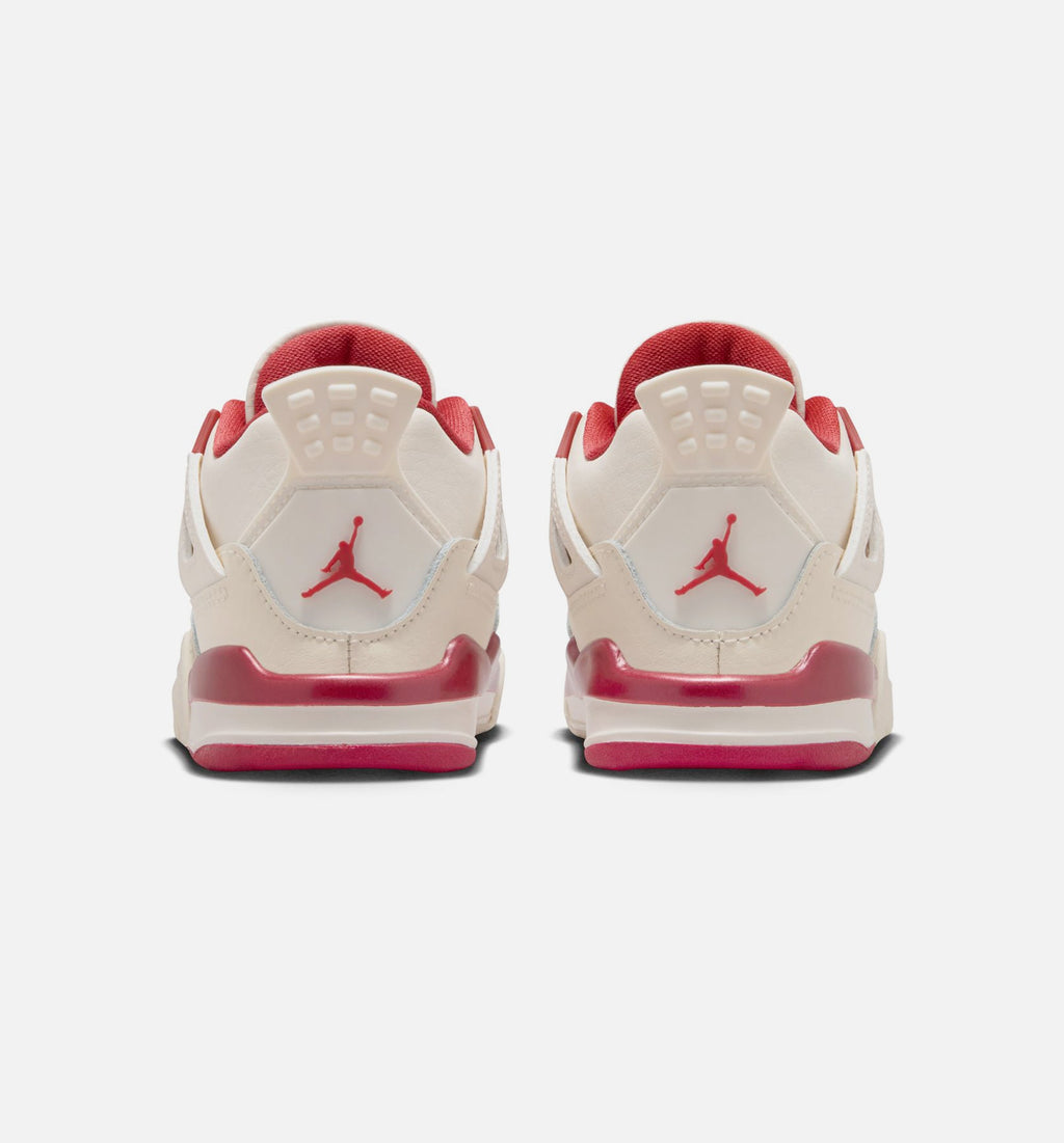 Air Jordan 4 Retro 情人节婴幼儿款休闲鞋 - 淡象牙/山岡红/烟火红