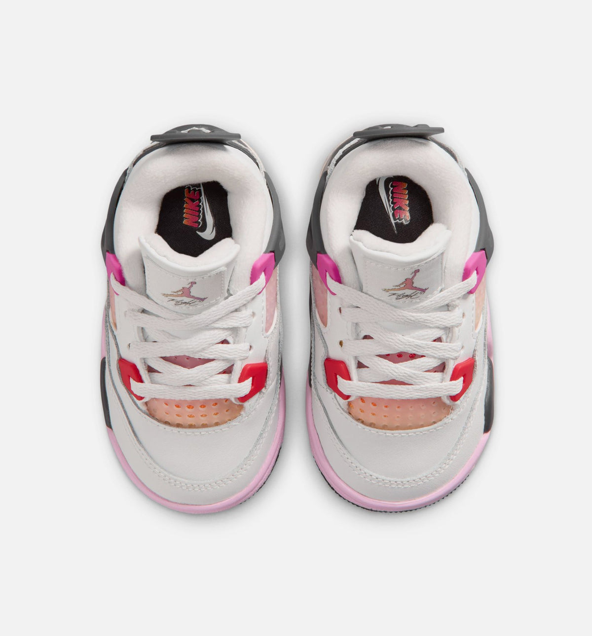 Air Jordan 4 Retro 漫画婴幼儿款休闲鞋 - 迎面白/火焦粉/炙烂灰