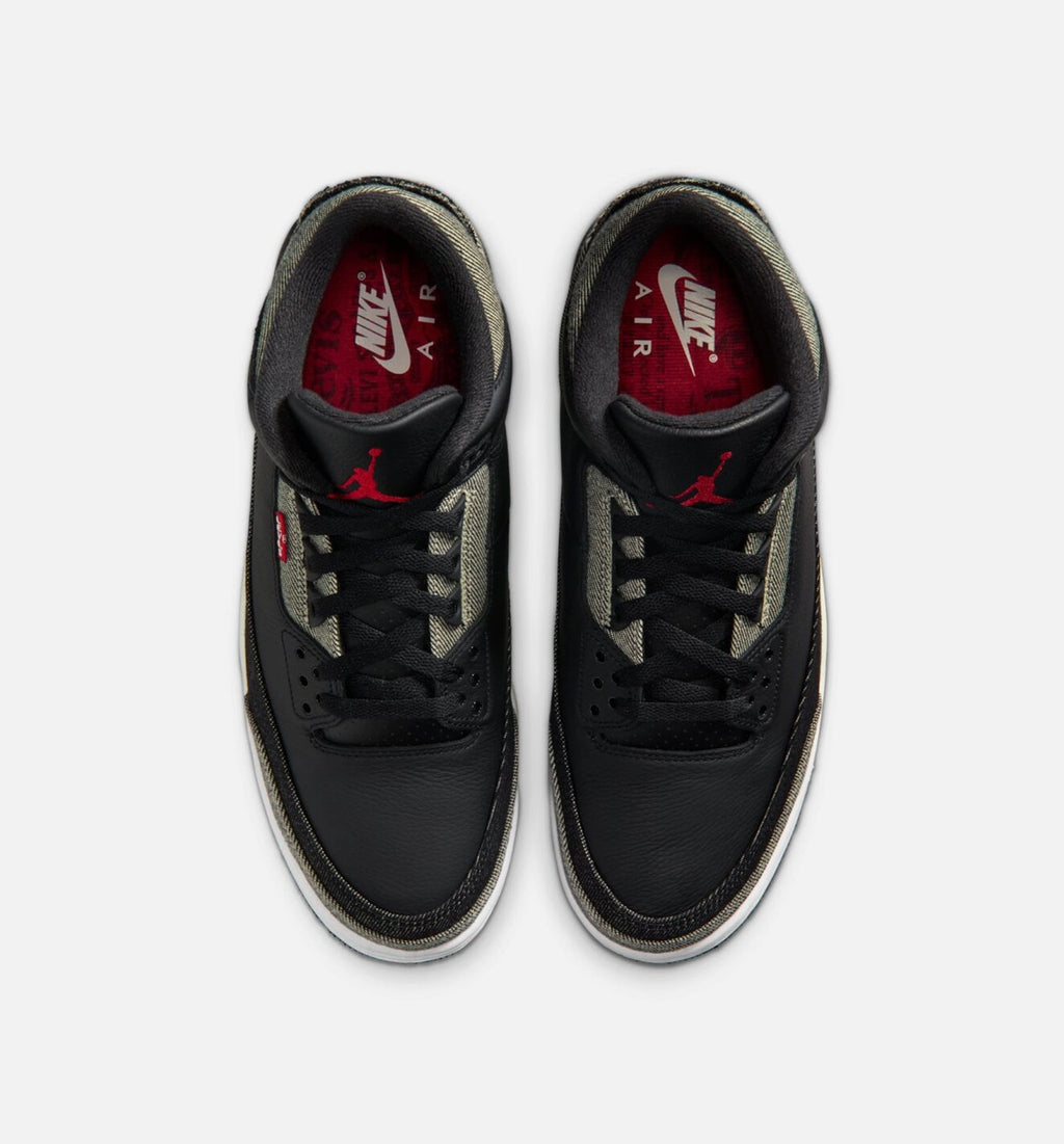 Air Jordan 3 x Levi's 黑白男款休闲鞋 - 牛仕4/黑/体操红