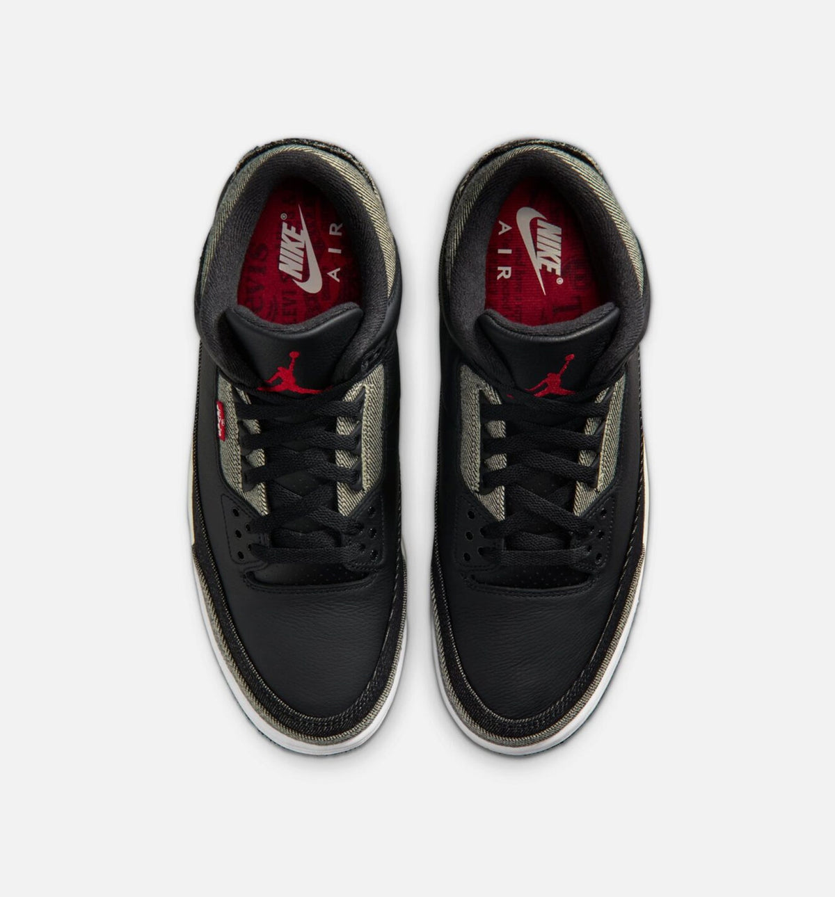 Air Jordan 3 x Levi's 黑白男款休闲鞋 - 牛仕4/黑/体操红