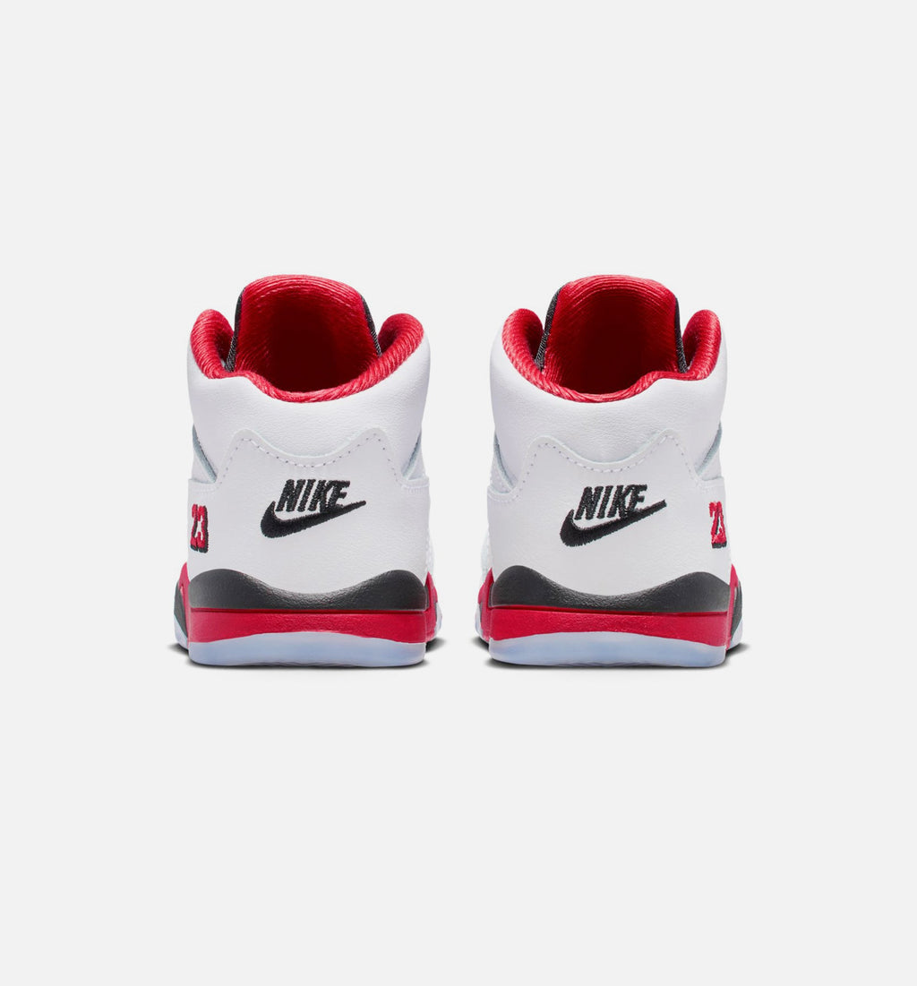 Air Jordan 5 Retro 火红婴幼儿款休闲鞋 - 火红/白