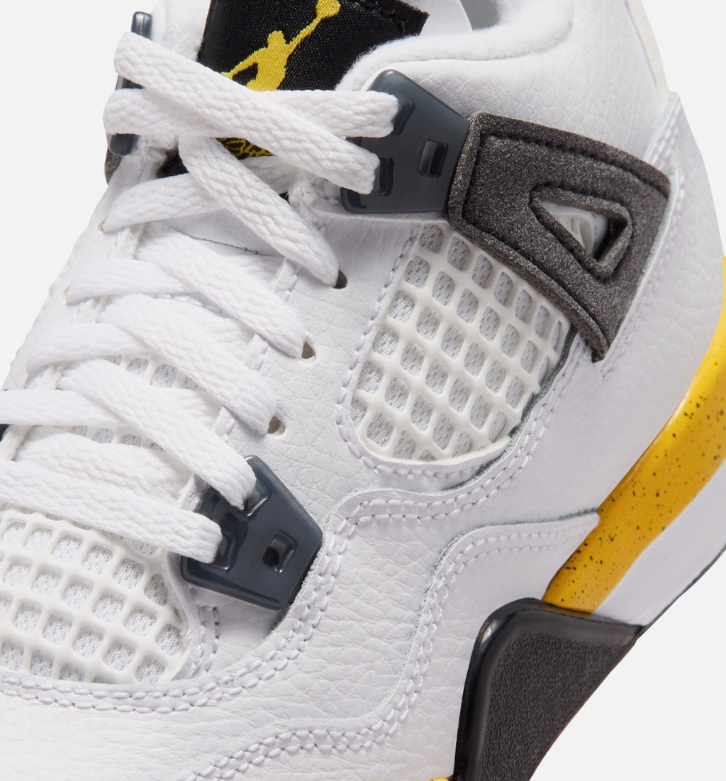 Air Jordan 4 Retro 稀有空气巡游黄学前款休闲鞋 - 白/深蓝灰/黑/巡游黄
