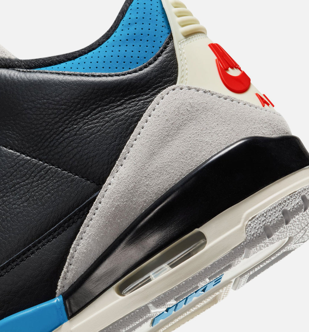 Air Jordan 3 Retro OG 稀有气男款休闲鞋 - 黑/智利红/中性灰