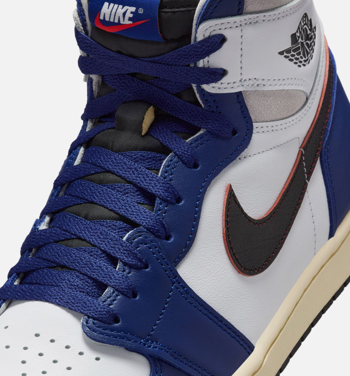 Air Jordan 1 Retro High OG 稀有气深皇家蓝男款休闲鞋 - 白/黑/中性灰/深皇家蓝
