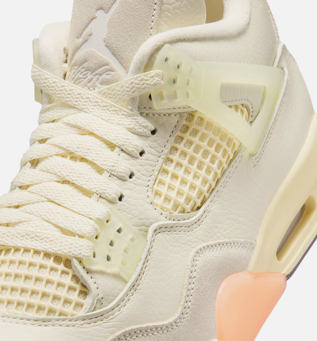Air Jordan 4 Retro 天堂鸟女款休闲鞋 - 椰子奶/金属金/欲纱/亮芒果/日晋/黑