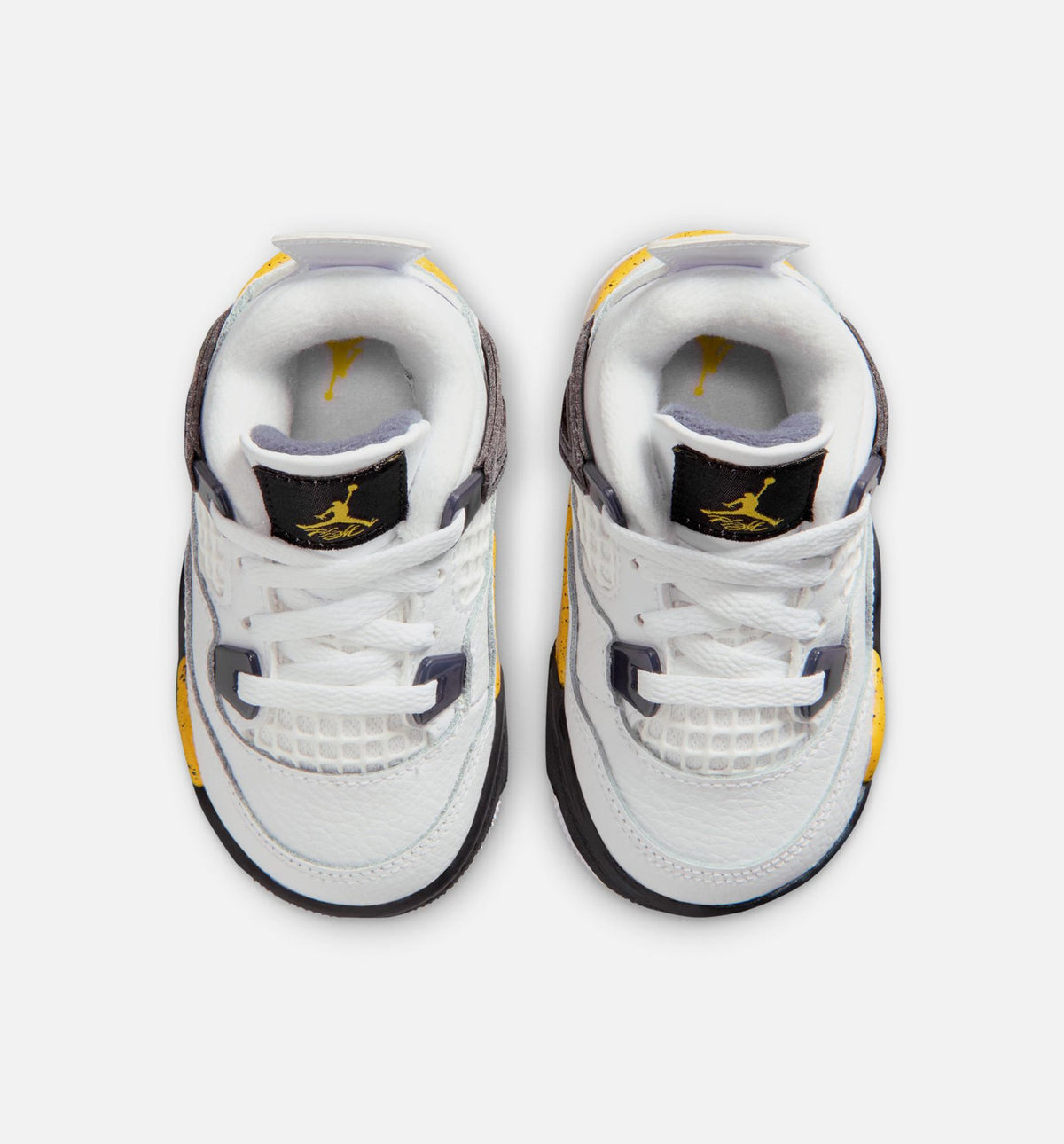 Air Jordan 4 Retro 稀有空气巡游黄婴幼儿款休闲鞋 - 白/深蓝灰/黑/巡游黄