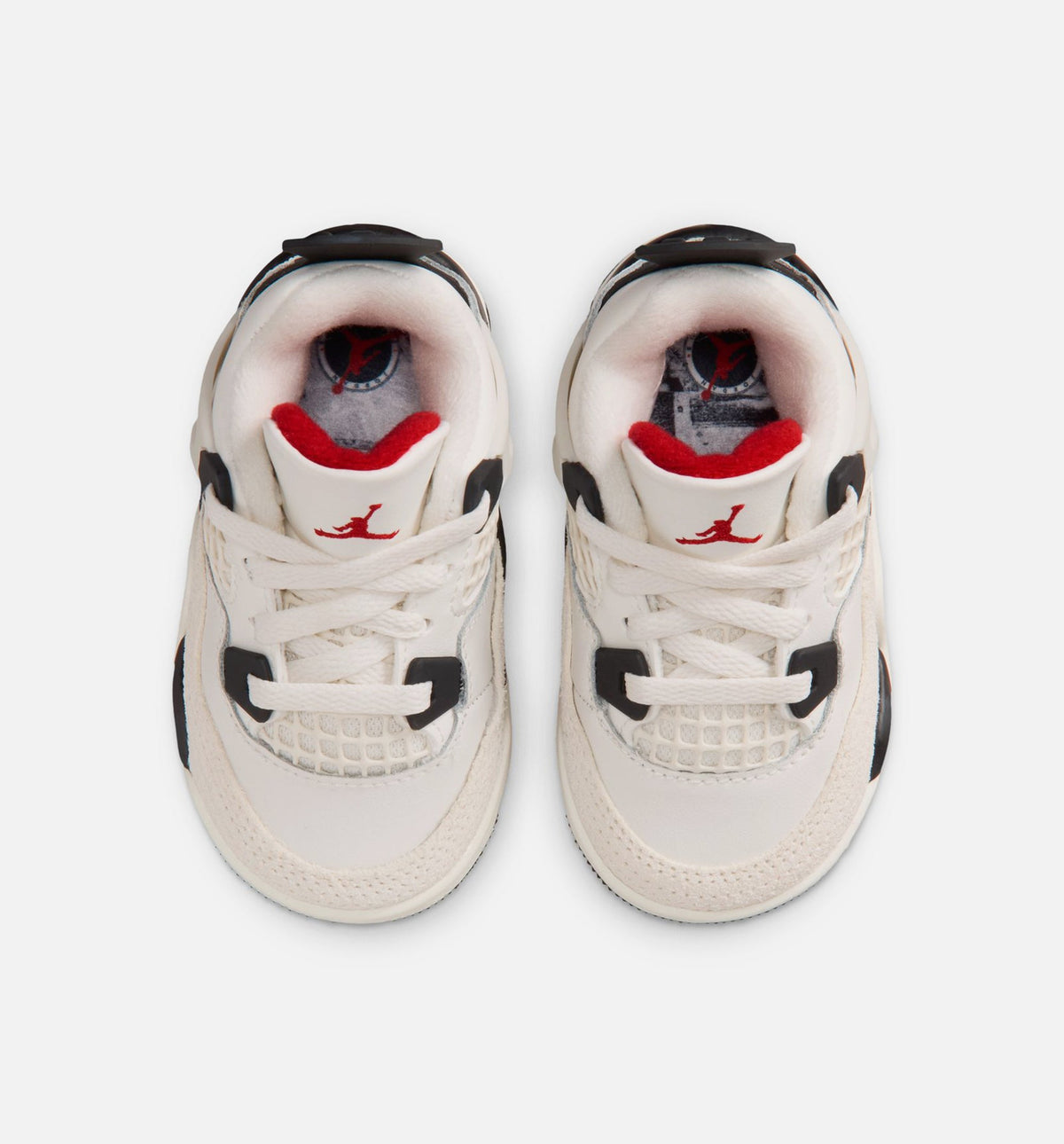 Air Jordan 4 Retro 飞行信件婴幼儿款休闲鞋 - 帆白/黑/大学红
