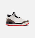 Air Jordan 3 Retro 帆布白与大学红学龄前款休闲鞋 - 帆布白/黑/大学红/淡象牙白