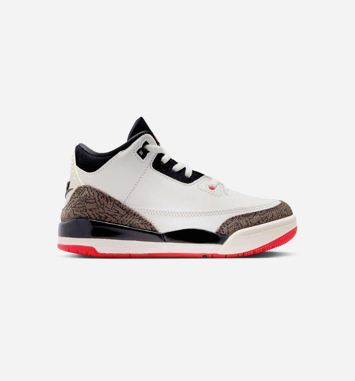 Air Jordan 3 Retro 帆布白与大学红学龄前款休闲鞋 - 帆布白/黑/大学红/淡象牙白