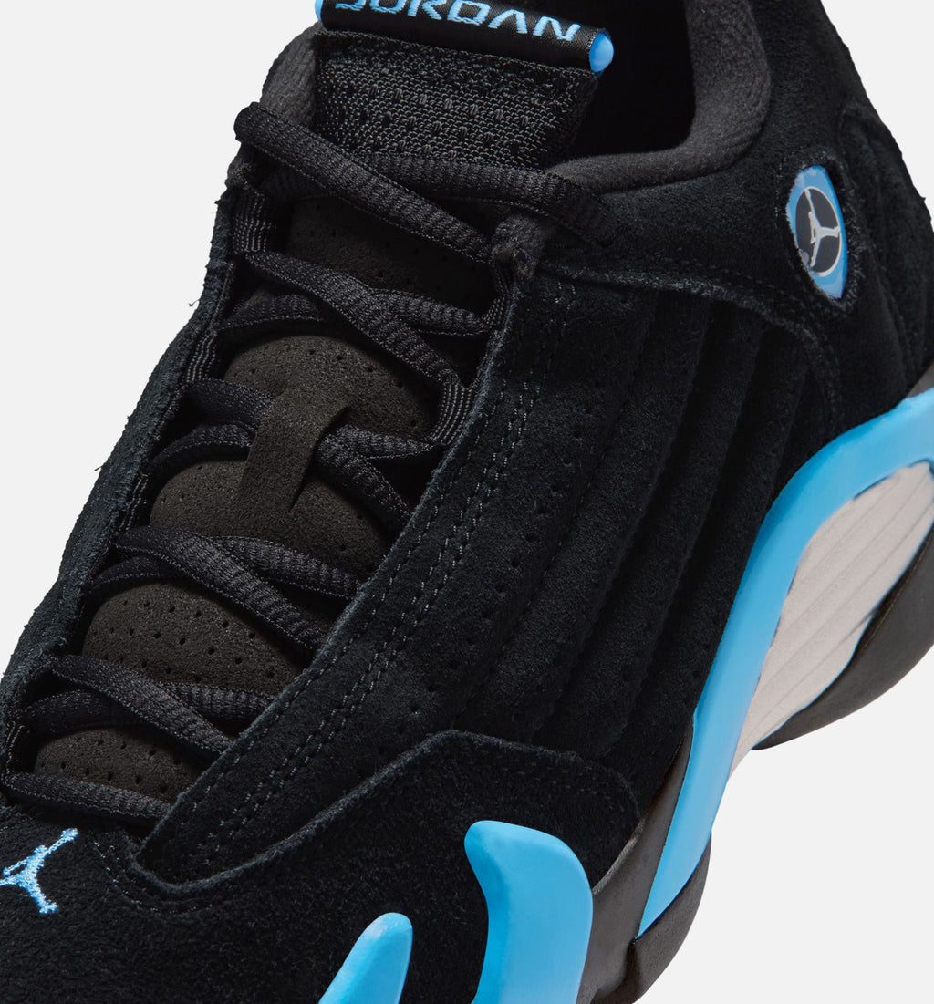 Air Jordan 14 Retro 黑色大学蓝大童款休闲鞋 - 黑/白/大学蓝