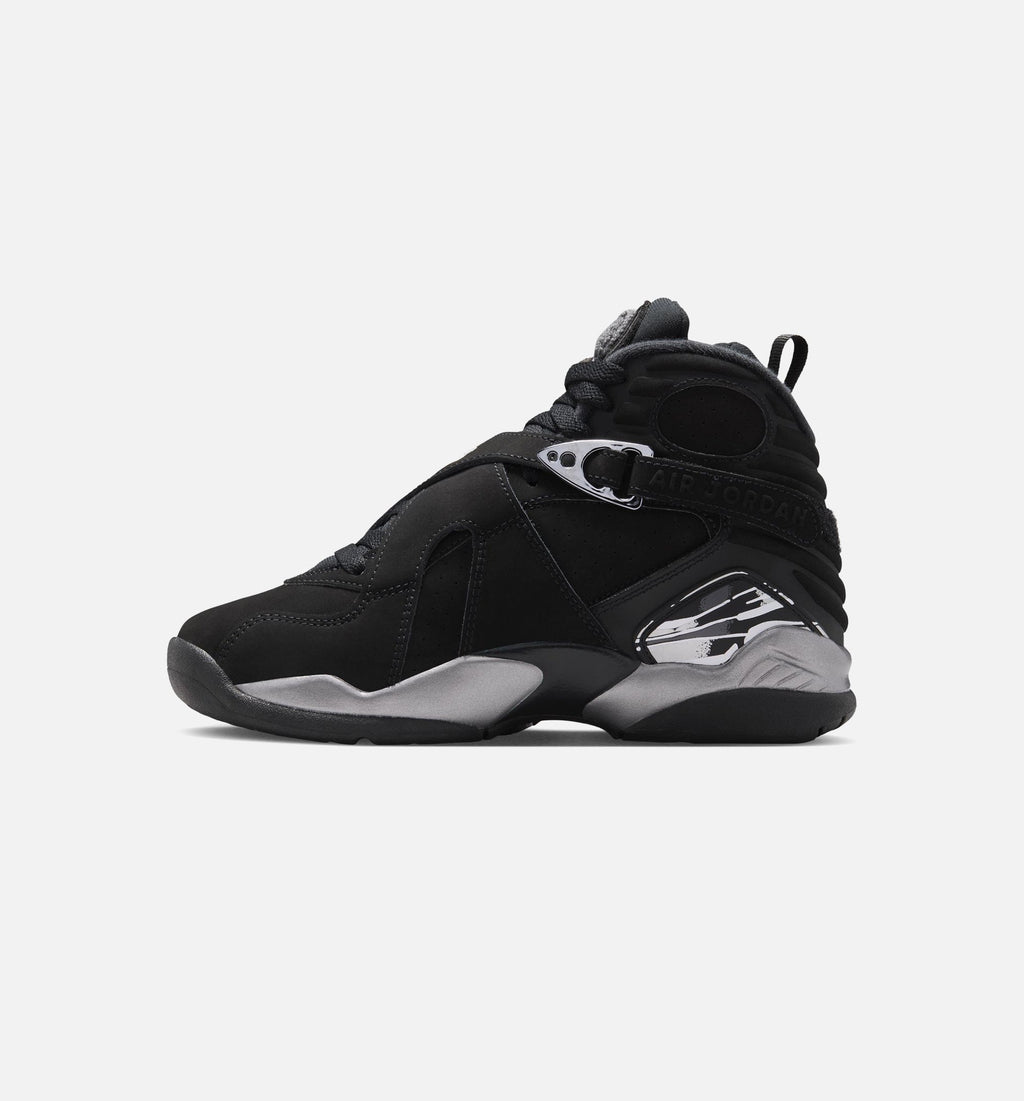 Air Jordan 8 Retro 锈黑浅灰大童款休闲鞋 - 黑/白/浅石墨灰