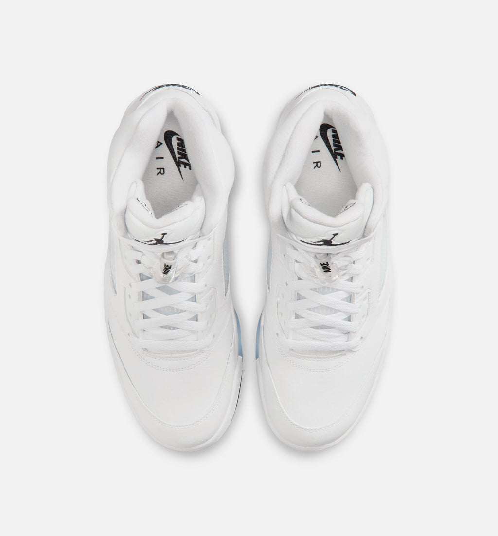 Air Jordan 5 Retro OG 白色金属男款休闲鞋 - 白/金属银/黑