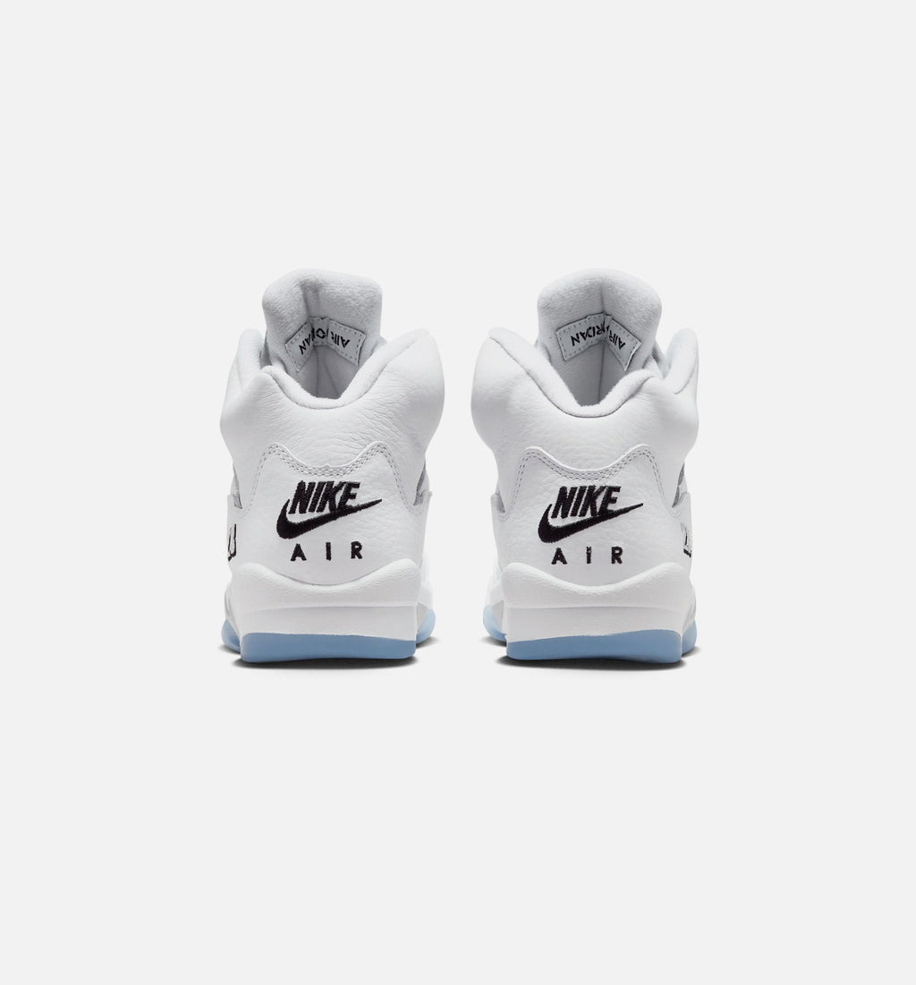 Air Jordan 5 Retro OG 白色金属大童款休闲鞋 - 白/黑/金属银