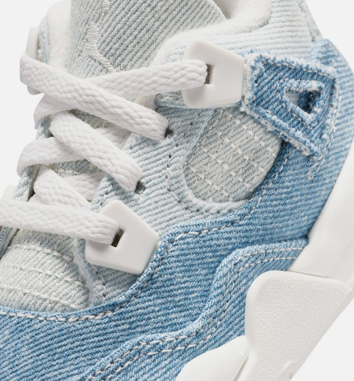 Air Jordan 4 Retro 磨蓝婴幼儿款休闲鞋 - 帆白/磨蓝/金属金