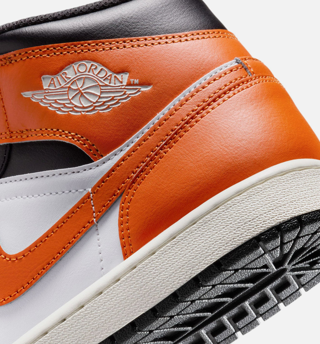 Air Jordan 1 Mid 男款休闲鞋 - 海星橙/白/帆白/黑