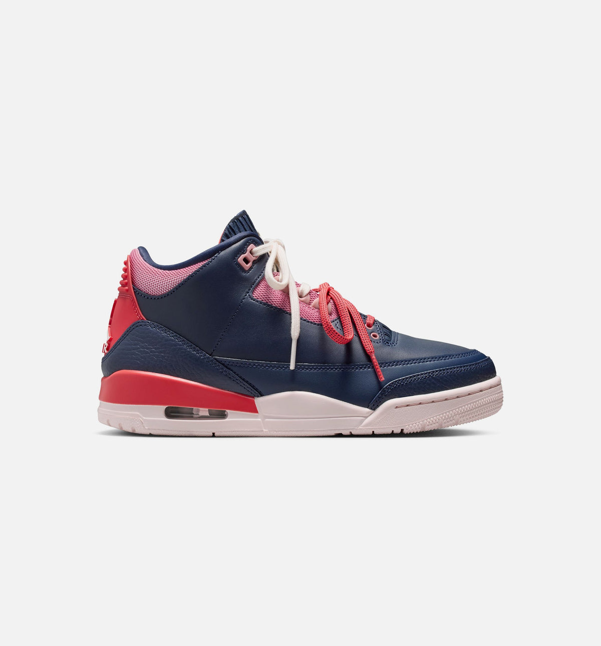 Air Jordan 3 Retro 运动文艺复兴女款休闲鞋 - 深蓝黑/粉笔/跑道红