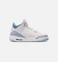 Air Jordan 3 Retro 钓蓝幻味大童款休闲鞋 - 白/钓蓝/足球灰/粉色发光