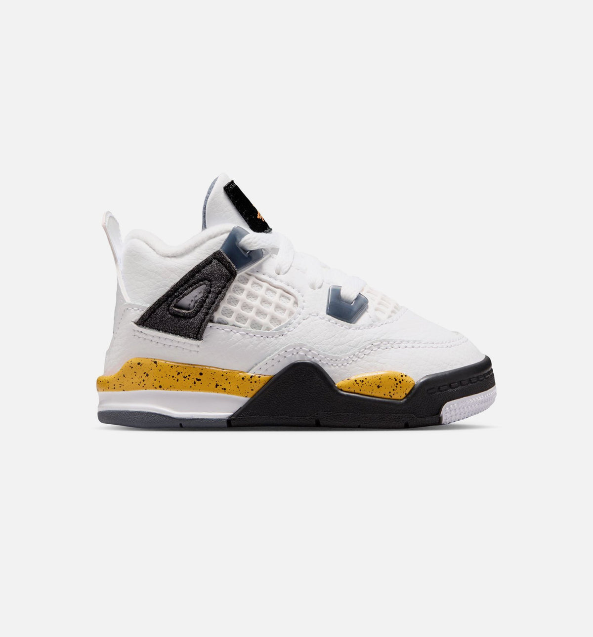 Air Jordan 4 Retro 稀有空气巡游黄婴幼儿款休闲鞋 - 白/深蓝灰/黑/巡游黄