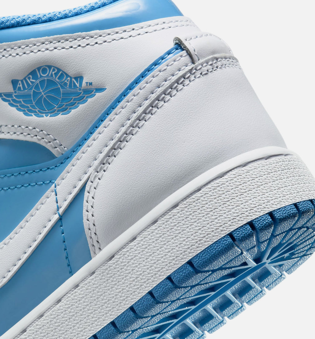 Air Jordan 1 Mid 传奇蓝大童款休闲鞋 - 白/传奇蓝