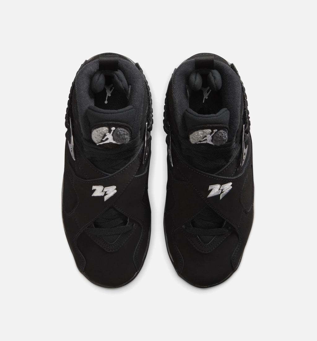 Air Jordan 8 Retro 锈黑浅灰大童款休闲鞋 - 黑/白/浅石墨灰