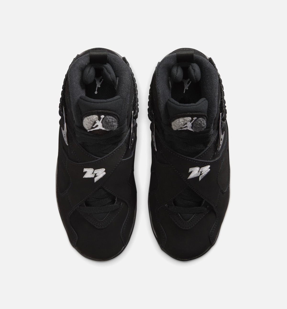 Air Jordan 8 Retro 锈黑浅灰大童款休闲鞋 - 黑/白/浅石墨灰
