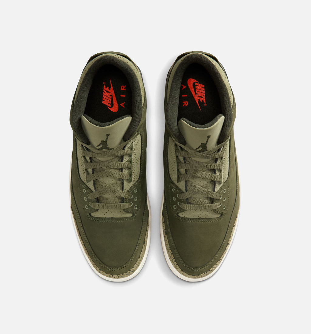 Air Jordan 3 Retro 中橄榄绿男款休闲鞋 - 中橄榄绿/川续木/中性橄榄/帆白/澳红
