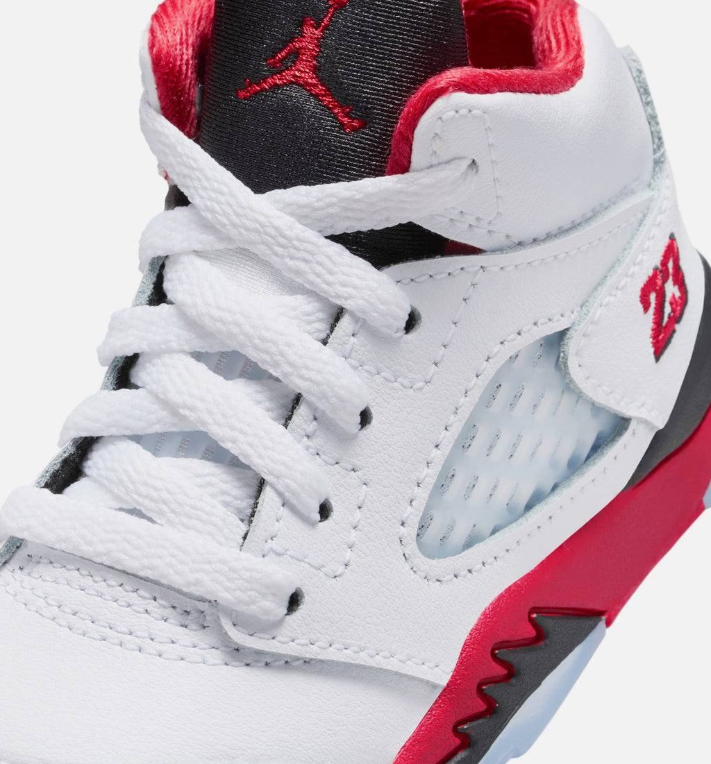 Air Jordan 5 Retro 火红婴幼儿款休闲鞋 - 火红/白