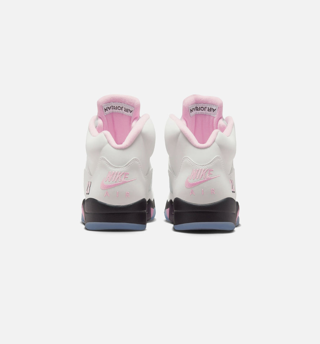 Air Jordan 5 Retro 中柔粉男款休闲鞋 - 白/柔粉/黑