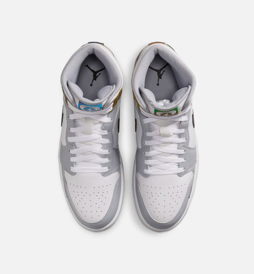 Air Jordan 1 Mid SE 男款休闲鞋 - 黑/白/狼灰