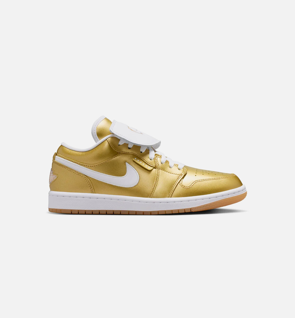 Air Jordan 1 Low 金色女款休闲鞋 - 金/白/橙色生胶底