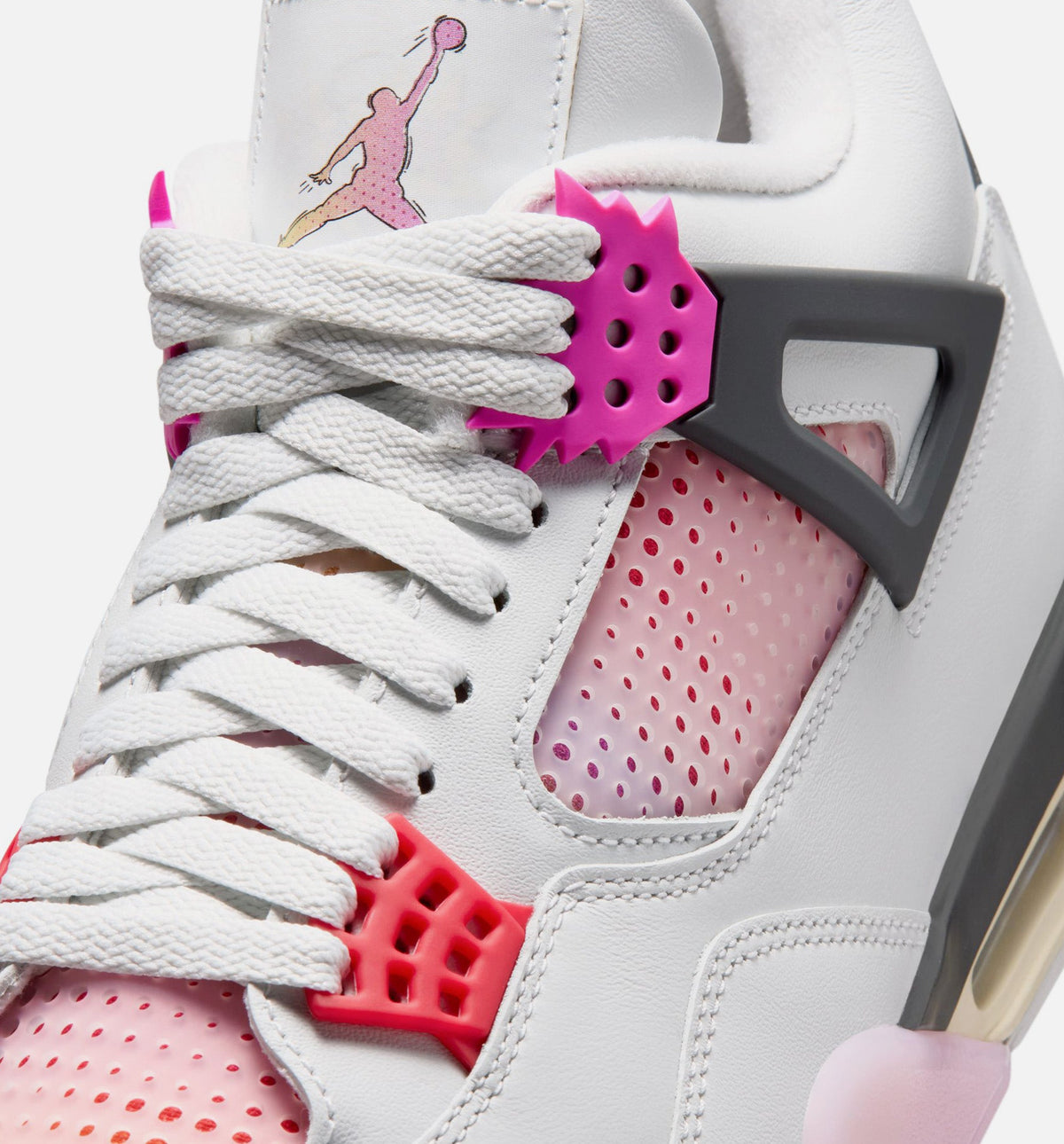Air Jordan 4 Retro 漫画男款休闲鞋 - 迎面白/火焦粉/炙烂灰