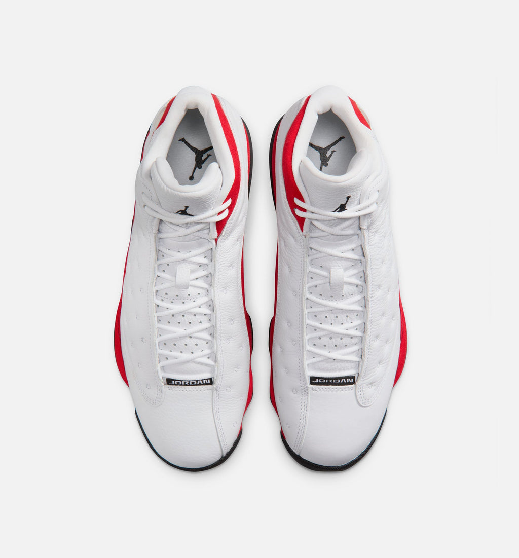 Air Jordan 13 Retro 白色与大学红男款休闲鞋 - 白/黑/纯红