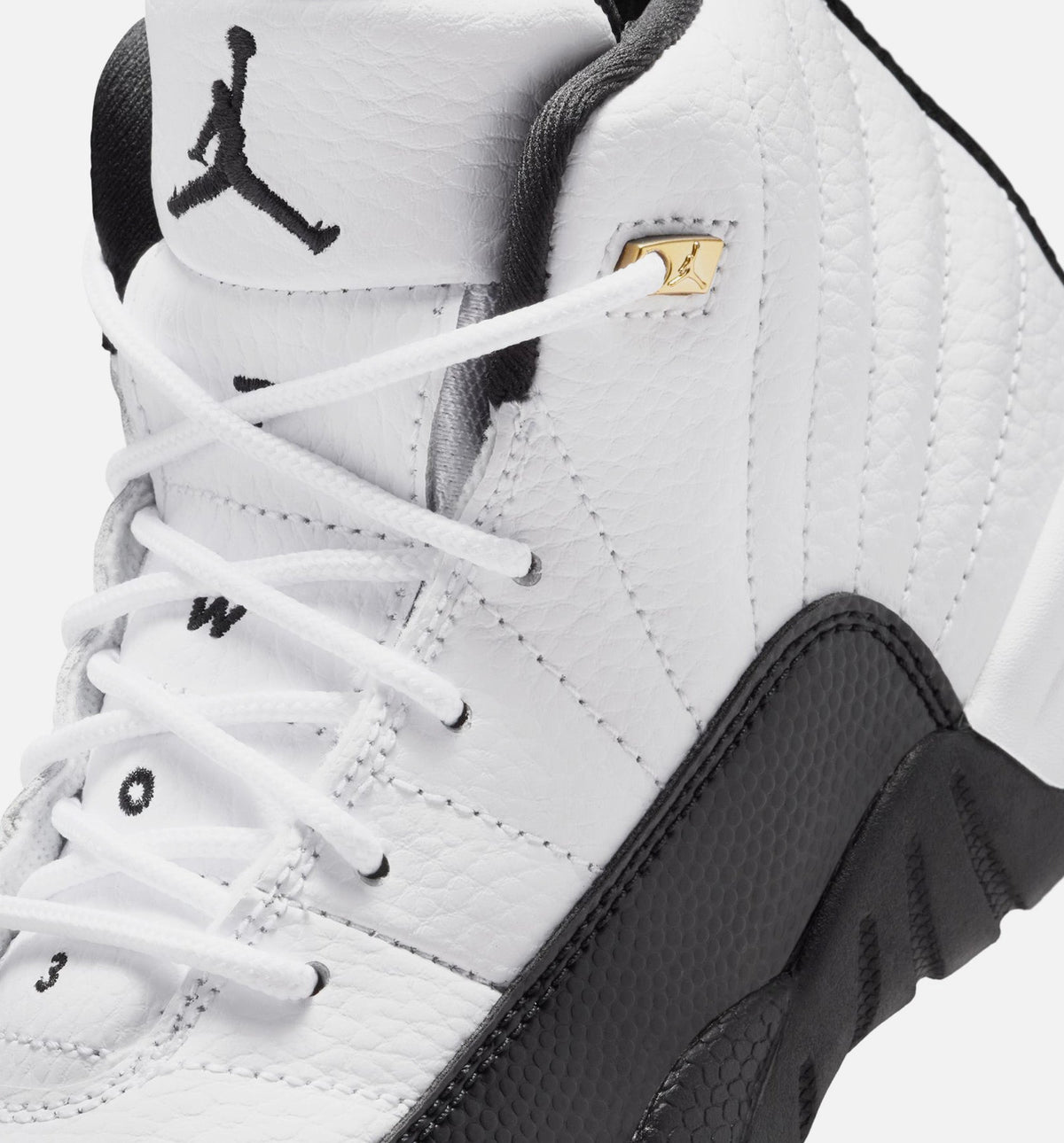 Air Jordan 12 Retro 出租车黄学龄前款休闲鞋 - 白/黑/出租车黄