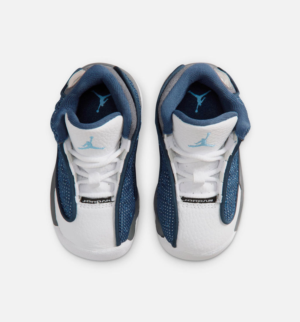 Air Jordan 13 Retro 海军蓝与燧石灰婴幼儿款休闲鞋 - 海军蓝/大学蓝/燧石灰/白