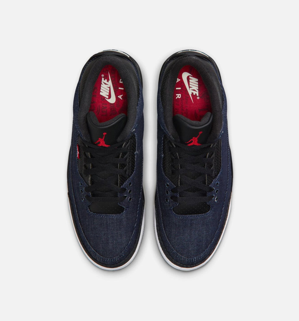 Air Jordan 3 x Levi's 靳蓝与体操红男款休闲鞋 - 牛仔布/黑/帆布白