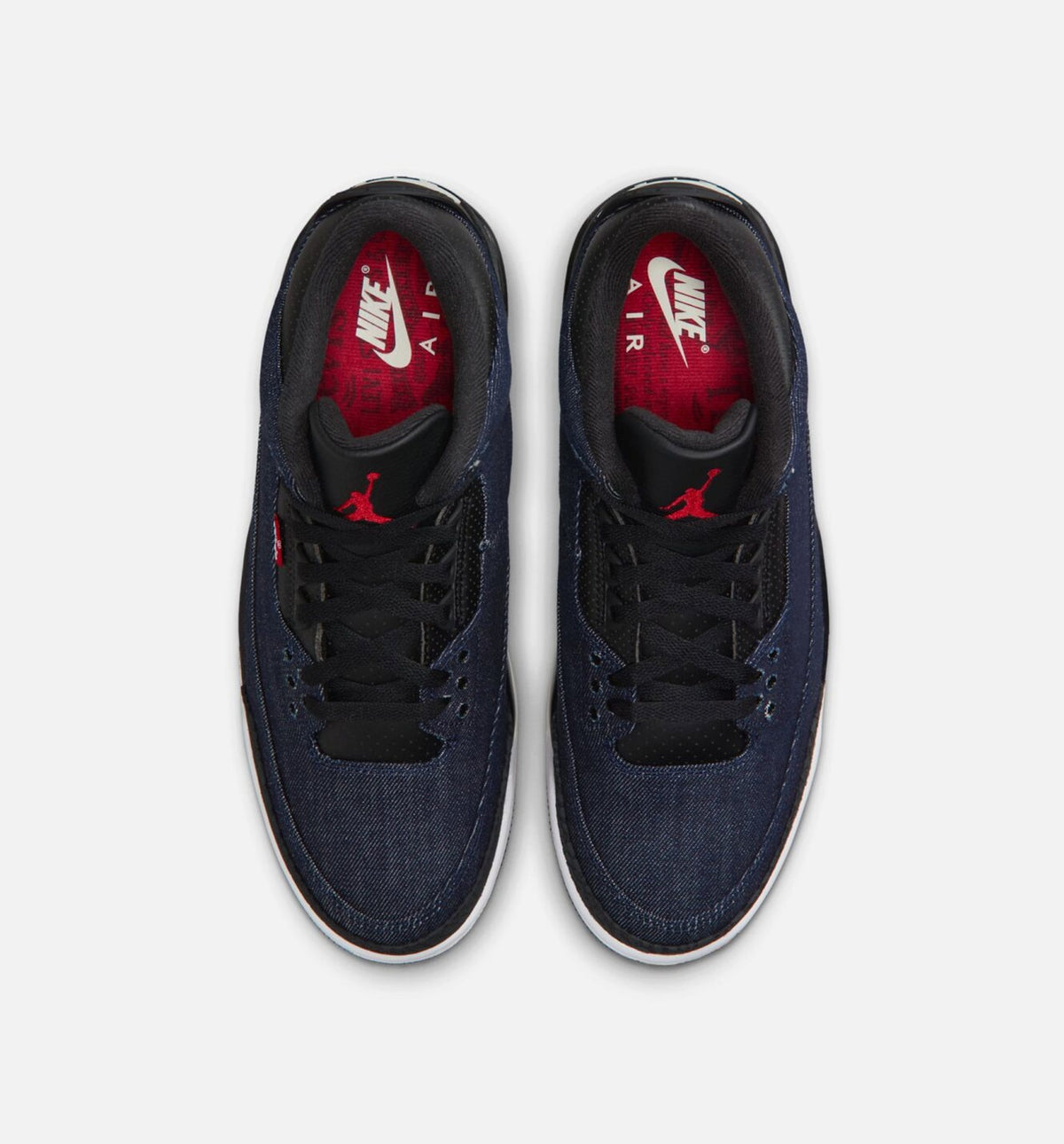 Air Jordan 3 x Levi's 靳蓝与体操红男款休闲鞋 - 牛仔布/黑/帆布白
